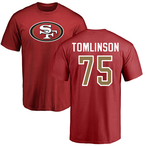 Men San Francisco 49ers Red Laken Tomlinson Name and Number Logo 75 NFL T Shirt